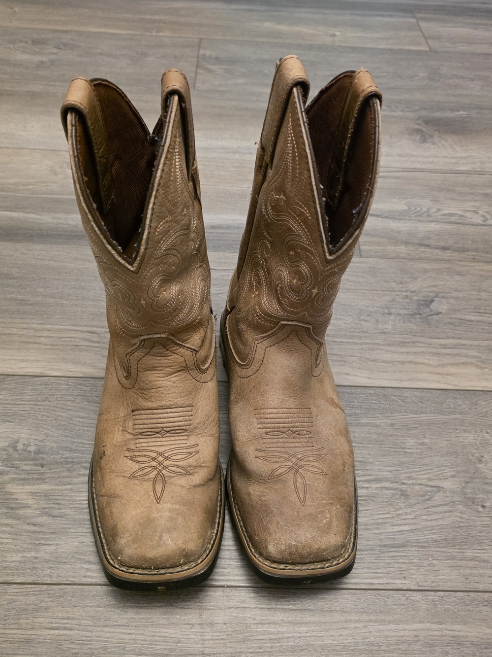 Justin Original Workboots Western Cowboy Pull-On Soft Toe Brown 7B